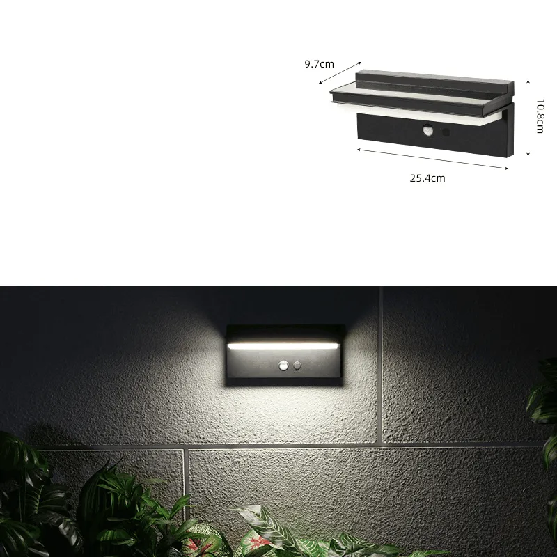 Outdoor Solar Wall Lights with PIR Motion Detection, Waterproof LED Security Lamp