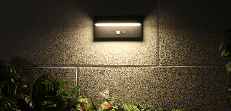 Outdoor Solar Wall Lights with PIR Motion Detection, Waterproof LED Security Lamp—Warm Light