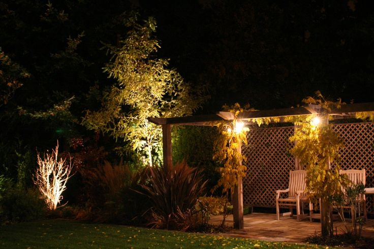 Outdoor solar-powered decorative lights define the seating area.